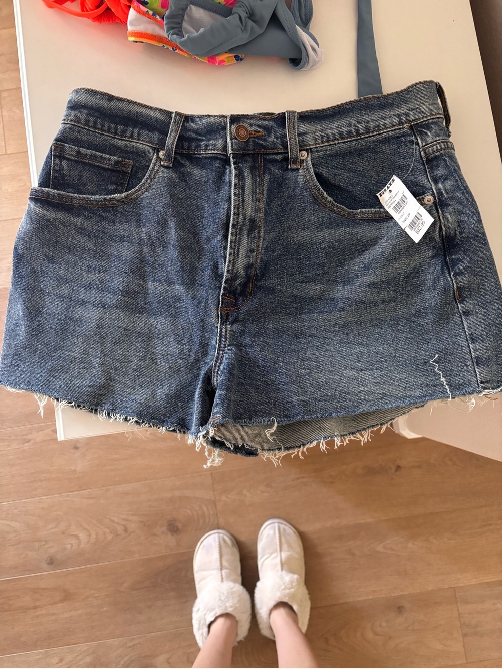 RSQ Blue Raw Hem Denim Shorts